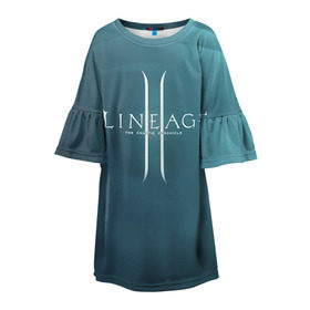 Детское платье 3D с принтом LineAge II в Петрозаводске, 100% полиэстер | прямой силуэт, чуть расширенный к низу. Круглая горловина, на рукавах — воланы | l2 | la 2 | lineage | lineage 2 | lineage ii | линейка