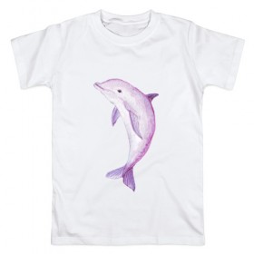 Мужская футболка хлопок с принтом Дельфин в Петрозаводске, 100% хлопок | прямой крой, круглый вырез горловины, длина до линии бедер, слегка спущенное плечо. | 