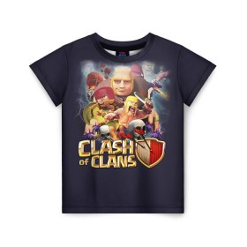 Детская футболка 3D с принтом Clash of clans 2 в Петрозаводске, 100% гипоаллергенный полиэфир | прямой крой, круглый вырез горловины, длина до линии бедер, чуть спущенное плечо, ткань немного тянется | clash of clans | игры | клэш оф кланс