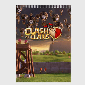 Скетчбук с принтом Clash of clans 3 в Петрозаводске, 100% бумага
 | 48 листов, плотность листов — 100 г/м2, плотность картонной обложки — 250 г/м2. Листы скреплены сверху удобной пружинной спиралью | clash of clans | игры | клэш оф кланс