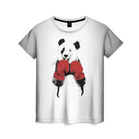 Женская футболка 3D с принтом Панда боксер в Петрозаводске, 100% полиэфир ( синтетическое хлопкоподобное полотно) | прямой крой, круглый вырез горловины, длина до линии бедер | бамбук | бамбуковый медведь | бокс | боксерские | брызги | енот | животное | коала | красивый | красная книга | кунгфу | медведь | милый | мишка | очки | панда | перчатки | пот | прикол | прикольный