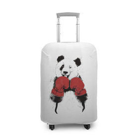 Чехол для чемодана 3D с принтом Панда боксер в Петрозаводске, 86% полиэфир, 14% спандекс | двустороннее нанесение принта, прорези для ручек и колес | бамбук | бамбуковый медведь | бокс | боксерские | брызги | енот | животное | коала | красивый | красная книга | кунгфу | медведь | милый | мишка | очки | панда | перчатки | пот | прикол | прикольный