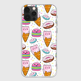 Чехол для iPhone 12 Pro Max с принтом Сладкие котики в Петрозаводске, Силикон |  | конфетти | котики | мороженое | пломбир | пончики | рожок