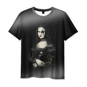 Мужская футболка 3D с принтом Мона Лиза Kiss в Петрозаводске, 100% полиэфир | прямой крой, круглый вырез горловины, длина до линии бедер | Тематика изображения на принте: джин симмонс | картина | пол стэнли | эйс фрейли