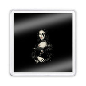 Магнит 55*55 с принтом Мона Лиза Kiss в Петрозаводске, Пластик | Размер: 65*65 мм; Размер печати: 55*55 мм | Тематика изображения на принте: джин симмонс | картина | пол стэнли | эйс фрейли