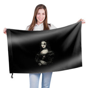 Флаг 3D с принтом Мона Лиза Kiss в Петрозаводске, 100% полиэстер | плотность ткани — 95 г/м2, размер — 67 х 109 см. Принт наносится с одной стороны | Тематика изображения на принте: джин симмонс | картина | пол стэнли | эйс фрейли