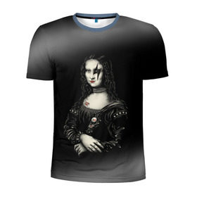 Мужская футболка 3D спортивная с принтом Мона Лиза Kiss в Петрозаводске, 100% полиэстер с улучшенными характеристиками | приталенный силуэт, круглая горловина, широкие плечи, сужается к линии бедра | джин симмонс | картина | пол стэнли | эйс фрейли