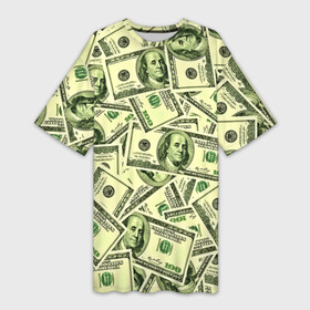 Платье-футболка 3D с принтом Benjamin Franklin в Петрозаводске,  |  | Тематика изображения на принте: 3d | benjamin franklin | америка | богатство | валюта | денежные купюры | деньги | доллар | зеленые | сша | текстуры