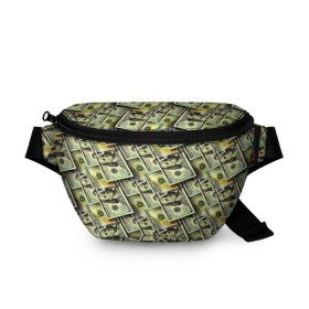 Поясная сумка 3D с принтом Деньги в Петрозаводске, 100% полиэстер | плотная ткань, ремень с регулируемой длиной, внутри несколько карманов для мелочей, основное отделение и карман с обратной стороны сумки застегиваются на молнию | 3d | benjamin franklin | америка | богатство | валюта | денежные купюры | деньги | доллар | зеленые | сша | текстуры