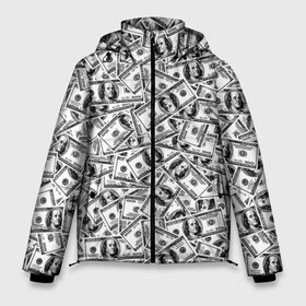Мужская зимняя куртка 3D с принтом Benjamin Franklin S в Петрозаводске, верх — 100% полиэстер; подкладка — 100% полиэстер; утеплитель — 100% полиэстер | длина ниже бедра, свободный силуэт Оверсайз. Есть воротник-стойка, отстегивающийся капюшон и ветрозащитная планка. 

Боковые карманы с листочкой на кнопках и внутренний карман на молнии. | 3d | benjamin franklin | америка | богатство | валюта | денежные купюры | деньги | доллар | зеленые | сша | текстуры