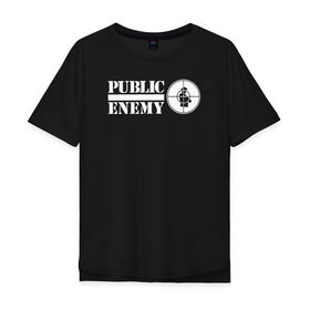 Мужская футболка хлопок Oversize с принтом Паблик Энеми в Петрозаводске, 100% хлопок | свободный крой, круглый ворот, “спинка” длиннее передней части | public enemy