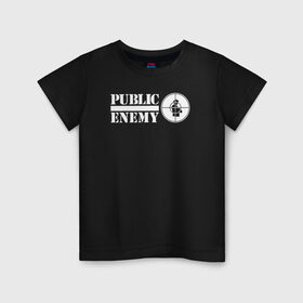 Детская футболка хлопок с принтом Паблик Энеми в Петрозаводске, 100% хлопок | круглый вырез горловины, полуприлегающий силуэт, длина до линии бедер | public enemy