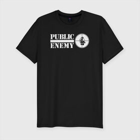 Мужская футболка премиум с принтом Паблик Энеми в Петрозаводске, 92% хлопок, 8% лайкра | приталенный силуэт, круглый вырез ворота, длина до линии бедра, короткий рукав | public enemy
