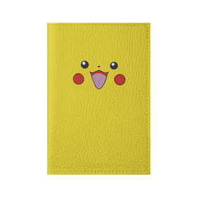 Обложка для паспорта матовая кожа с принтом Pikachu в Петрозаводске, натуральная матовая кожа | размер 19,3 х 13,7 см; прозрачные пластиковые крепления | Тематика изображения на принте: 