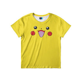 Детская футболка 3D с принтом Pikachu в Петрозаводске, 100% гипоаллергенный полиэфир | прямой крой, круглый вырез горловины, длина до линии бедер, чуть спущенное плечо, ткань немного тянется | Тематика изображения на принте: 