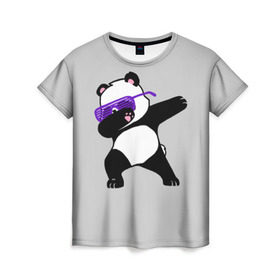 Женская футболка 3D с принтом Panda в Петрозаводске, 100% полиэфир ( синтетическое хлопкоподобное полотно) | прямой крой, круглый вырез горловины, длина до линии бедер | panda dab | животные | панда