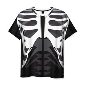 Мужская футболка 3D с принтом Скелет в Петрозаводске, 100% полиэфир | прямой крой, круглый вырез горловины, длина до линии бедер |   | кости | ребра | скелет