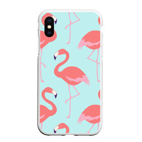 Чехол для iPhone XS Max матовый с принтом Flamingos pattern в Петрозаводске, Силикон | Область печати: задняя сторона чехла, без боковых панелей | animals | beautiful | bird | birds | birdy | blue | color | flamingo | nature | wild | белое | голубое | животные | красивое | красота | милое | природа | птица | птицы | птичка | птички | синее | фламинго | цвет | яркое