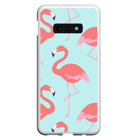 Чехол для Samsung S10E с принтом Flamingos pattern в Петрозаводске, Силикон | Область печати: задняя сторона чехла, без боковых панелей | animals | beautiful | bird | birds | birdy | blue | color | flamingo | nature | wild | белое | голубое | животные | красивое | красота | милое | природа | птица | птицы | птичка | птички | синее | фламинго | цвет | яркое