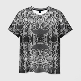 Мужская футболка 3D с принтом Железные Цветы в Петрозаводске, 100% полиэфир | прямой крой, круглый вырез горловины, длина до линии бедер | 3d | абстракция | абстракция красок | арт | краска | металл | прикольные | текстура | штрихи