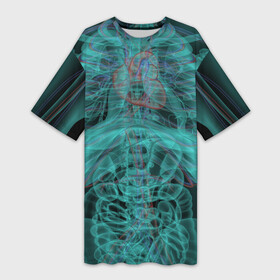 Платье-футболка 3D с принтом рентген человека в Петрозаводске,  |  | кости | органы | рентген | человек