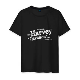 Мужская футболка хлопок с принтом Harvey Davidson в Петрозаводске, 100% хлопок | прямой крой, круглый вырез горловины, длина до линии бедер, слегка спущенное плечо. | Тематика изображения на принте: 