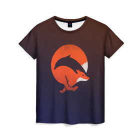 Женская футболка 3D с принтом Лисица и дельфин в Петрозаводске, 100% полиэфир ( синтетическое хлопкоподобное полотно) | прямой крой, круглый вырез горловины, длина до линии бедер | fox | два в одном | животное | зверь | красивая | лис | лиса | лисенок | лисица | лисичка | мех | патрикеевна | плутовка | прикольная | природа | рисунок | рыба | рыжая | рыжий цвет | сказка | хвост | хитрая