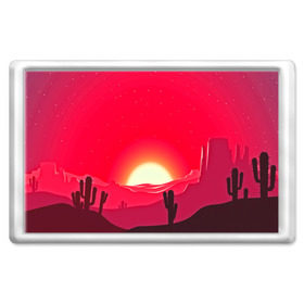 Магнит 45*70 с принтом Gorgeous sunset в Петрозаводске, Пластик | Размер: 78*52 мм; Размер печати: 70*45 | 3d | арт | дикий запад | закат | кактус | природа | солнце