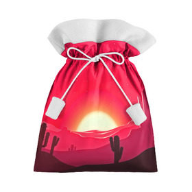Подарочный 3D мешок с принтом Gorgeous sunset в Петрозаводске, 100% полиэстер | Размер: 29*39 см | 3d | арт | дикий запад | закат | кактус | природа | солнце