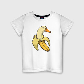 Детская футболка хлопок с принтом утка банан в Петрозаводске, 100% хлопок | круглый вырез горловины, полуприлегающий силуэт, длина до линии бедер | banana | duck | meme | банан | мем | утка