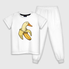 Детская пижама хлопок с принтом утка банан в Петрозаводске, 100% хлопок |  брюки и футболка прямого кроя, без карманов, на брюках мягкая резинка на поясе и по низу штанин
 | banana | duck | meme | банан | мем | утка