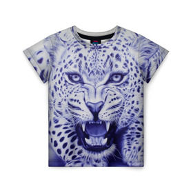 Детская футболка 3D с принтом Леопард в Петрозаводске, 100% гипоаллергенный полиэфир | прямой крой, круглый вырез горловины, длина до линии бедер, чуть спущенное плечо, ткань немного тянется | арт | гепард | дикая кошка | зверь | искусство | кошка | леопард | хищник