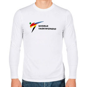 Мужской лонгслив хлопок с принтом World Taekwondo logo в Петрозаводске, 100% хлопок |  | world taekwondo | wt | логотип | тхэквондо