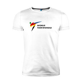 Мужская футболка премиум с принтом World Taekwondo logo в Петрозаводске, 92% хлопок, 8% лайкра | приталенный силуэт, круглый вырез ворота, длина до линии бедра, короткий рукав | world taekwondo | wt | логотип | тхэквондо