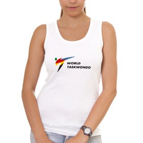 Женская майка хлопок с принтом World Taekwondo logo в Петрозаводске, 95% хлопок, 5% эластан |  | world taekwondo | wt | логотип | тхэквондо