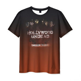 Мужская футболка 3D с принтом Hollywood Undead 2 в Петрозаводске, 100% полиэфир | прямой крой, круглый вырез горловины, длина до линии бедер | hollywood undead | голливудская нежить