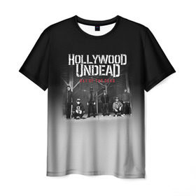 Мужская футболка 3D с принтом Hollywood Undead 3 в Петрозаводске, 100% полиэфир | прямой крой, круглый вырез горловины, длина до линии бедер | hollywood undead | голливудская нежить