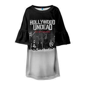 Детское платье 3D с принтом Hollywood Undead 3 в Петрозаводске, 100% полиэстер | прямой силуэт, чуть расширенный к низу. Круглая горловина, на рукавах — воланы | hollywood undead | голливудская нежить