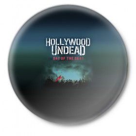 Значок с принтом Hollywood Undead 9 в Петрозаводске,  металл | круглая форма, металлическая застежка в виде булавки | Тематика изображения на принте: hollywood undead | голливудская нежить