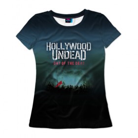 Женская футболка 3D с принтом Hollywood Undead 9 в Петрозаводске, 100% полиэфир ( синтетическое хлопкоподобное полотно) | прямой крой, круглый вырез горловины, длина до линии бедер | hollywood undead | голливудская нежить