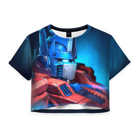Женская футболка 3D укороченная с принтом Трансформеры в Петрозаводске, 100% полиэстер | круглая горловина, длина футболки до линии талии, рукава с отворотами | robot | transformers | автобот | кибертрон | робот