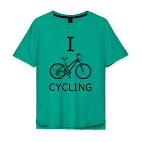 Мужская футболка хлопок Oversize с принтом I love cycling в Петрозаводске, 100% хлопок | свободный крой, круглый ворот, “спинка” длиннее передней части | bicycle | bike | bmx | cycling | enjoy | i | like | love | moto | ride | rider | sport | байк | велик | вело | велосипед | велосипедист | ездить | зож | катать | кататься | лето | спорт | спортсмен