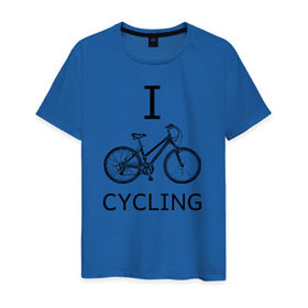 Мужская футболка хлопок с принтом I love cycling в Петрозаводске, 100% хлопок | прямой крой, круглый вырез горловины, длина до линии бедер, слегка спущенное плечо. | Тематика изображения на принте: bicycle | bike | bmx | cycling | enjoy | i | like | love | moto | ride | rider | sport | байк | велик | вело | велосипед | велосипедист | ездить | зож | катать | кататься | лето | спорт | спортсмен