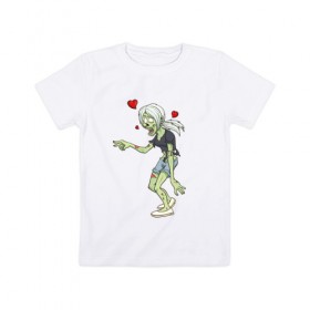 Детская футболка хлопок с принтом Zombie love в Петрозаводске, 100% хлопок | круглый вырез горловины, полуприлегающий силуэт, длина до линии бедер | heart | love | zombie | зомби | любовь | сердце
