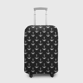 Чехол для чемодана 3D с принтом Якорьки в Петрозаводске, 86% полиэфир, 14% спандекс | двустороннее нанесение принта, прорези для ручек и колес | 3d | арт | лето | море | морские | текстура | черно белые | якорь