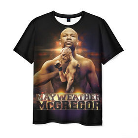Мужская футболка 3D с принтом Mayweather vs McGregor в Петрозаводске, 100% полиэфир | прямой крой, круглый вырез горловины, длина до линии бедер | конор макгрегор | флойд мейвезер