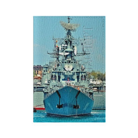 Обложка для паспорта матовая кожа с принтом Сторожевой корабль в Петрозаводске, натуральная матовая кожа | размер 19,3 х 13,7 см; прозрачные пластиковые крепления | 3d | море | севастополь | сторожевой корабль | судно | черноморский флот