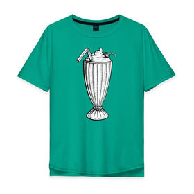 Мужская футболка хлопок Oversize с принтом 5$ Milkshake в Петрозаводске, 100% хлопок | свободный крой, круглый ворот, “спинка” длиннее передней части | pulp fiction | винсент вега | криминальное чтиво | милкшейк | мия уоллес | пятидолларовый молочный коктейль