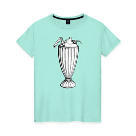 Женская футболка хлопок с принтом 5$ Milkshake в Петрозаводске, 100% хлопок | прямой крой, круглый вырез горловины, длина до линии бедер, слегка спущенное плечо | pulp fiction | винсент вега | криминальное чтиво | милкшейк | мия уоллес | пятидолларовый молочный коктейль
