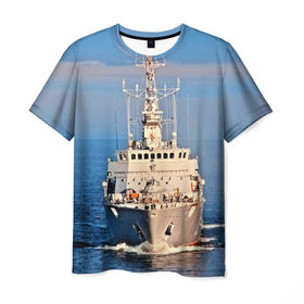 Мужская футболка 3D с принтом Тральщик в Петрозаводске, 100% полиэфир | прямой крой, круглый вырез горловины, длина до линии бедер | Тематика изображения на принте: балтийское море | корабль | судно | флот